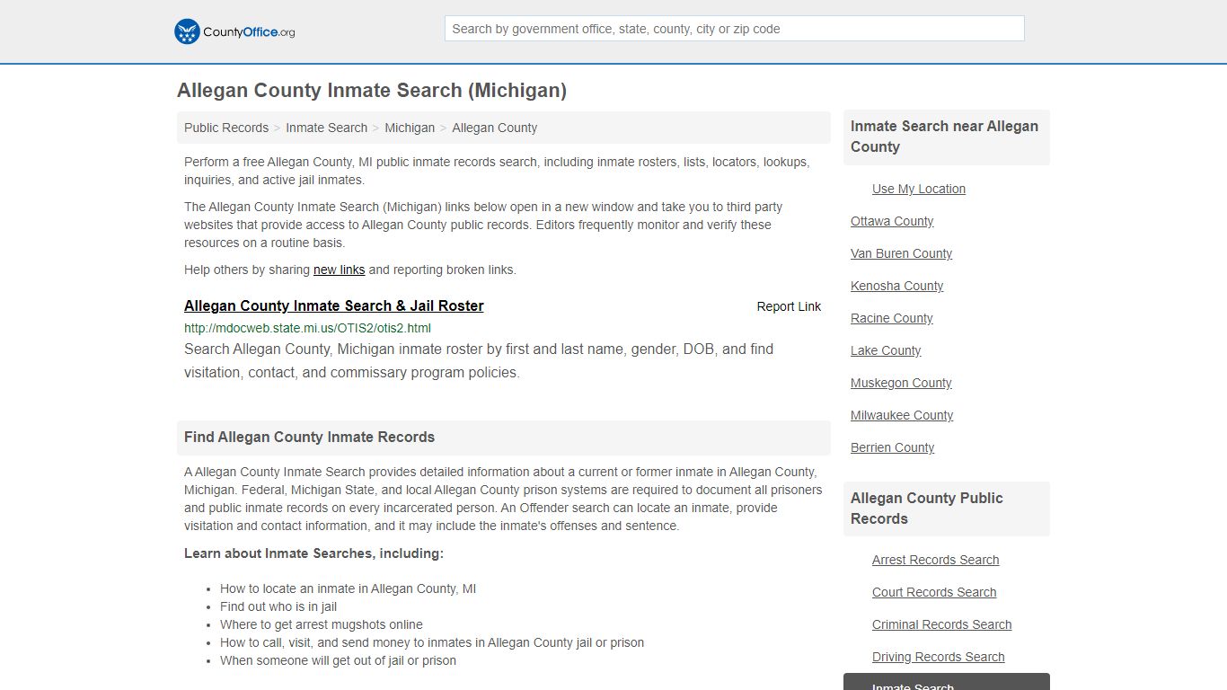 Inmate Search - Allegan County, MI (Inmate Rosters & Locators)