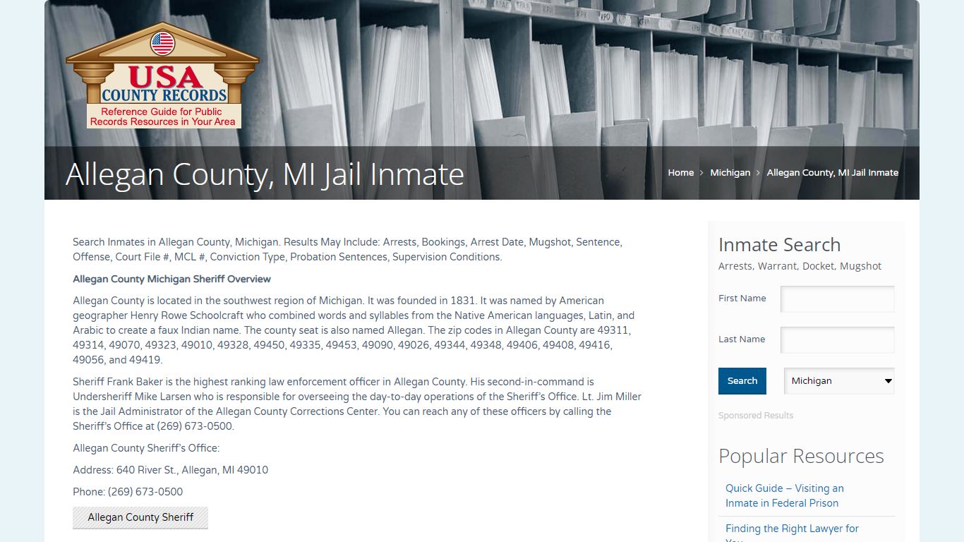 Allegan County, MI Jail Inmate | Name Search